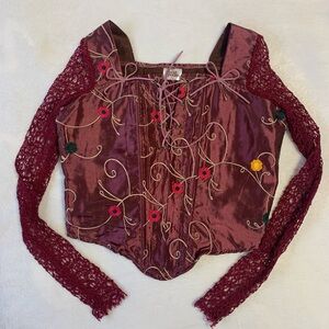 SPIRIT HOCUS POCUS maroon embroided corset top in XS (VGUC)